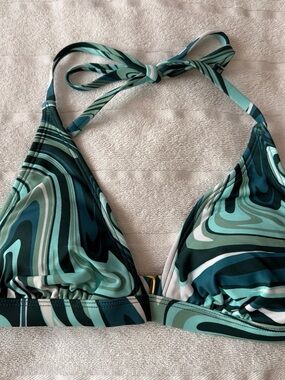 Xhilaration Teal and Mint Swirl Triangle Bikini Top